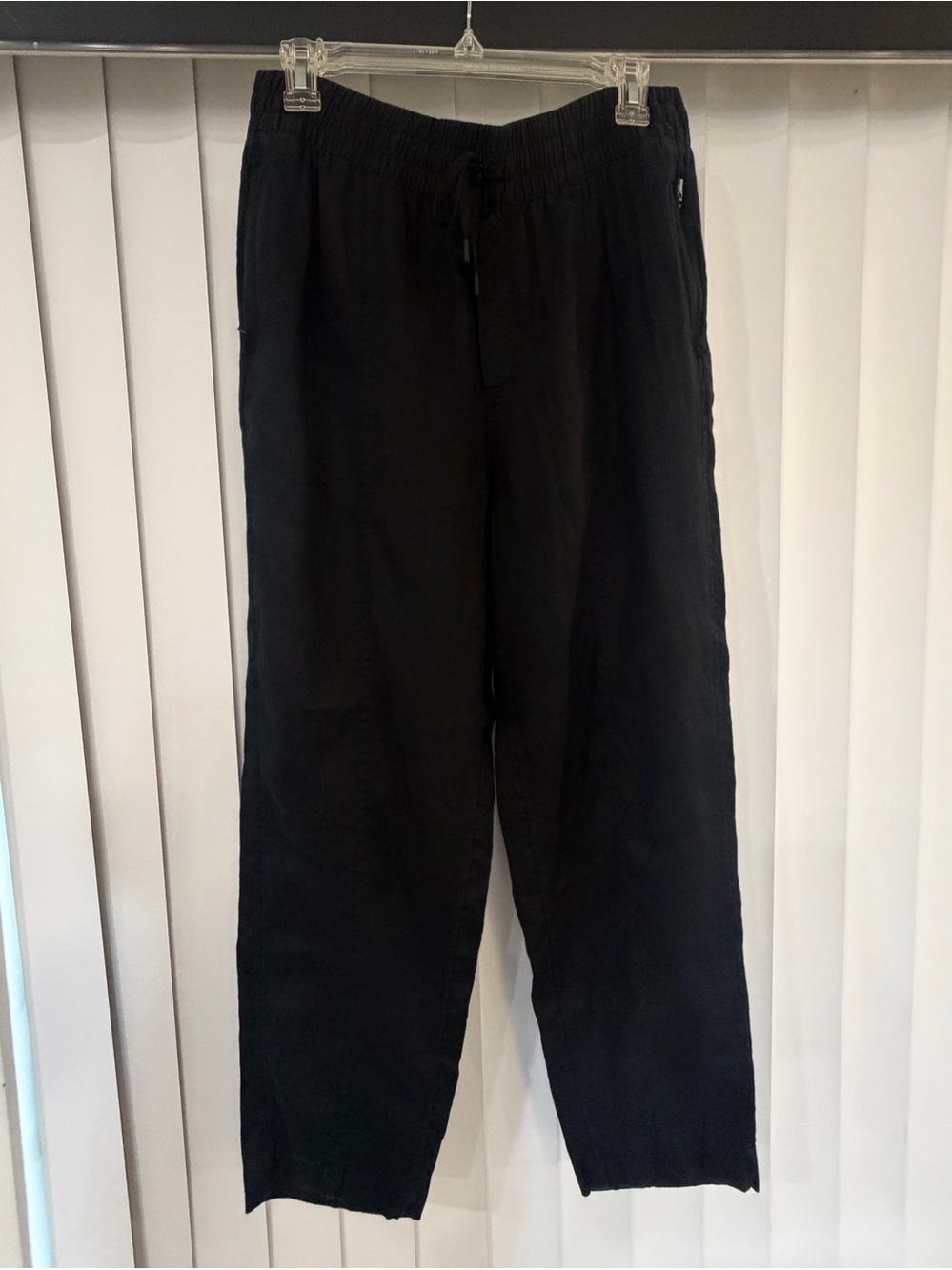 Athleta Black 100% Linen - Relaxed Fit Elastic Waist Pull-On Pants